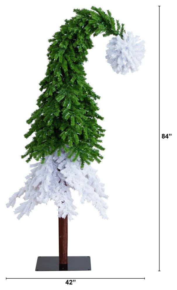 7ft. Holiday Green and White Santa's Hat Christmas Tree