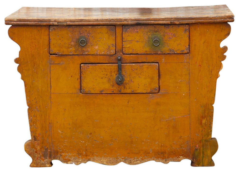 Antique Ming Style Yellow Money Chest