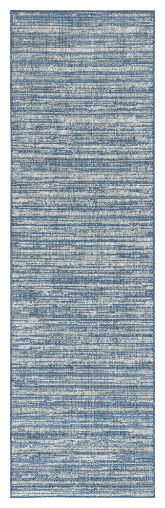 Maryland Cecil Indoor/Outdoor Runner, Blue, 2'4" x 8', Striped