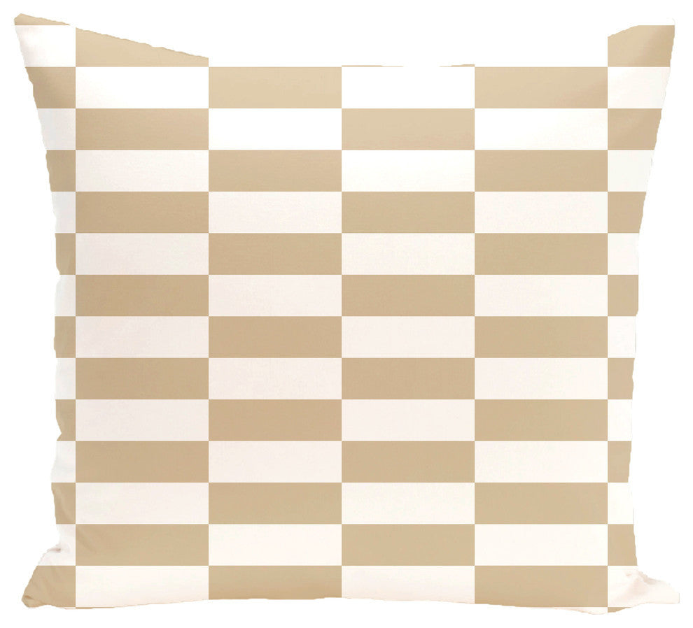Stair Stepping Stripes Print Pillow, Khaki, 18"x18"