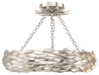 Crystorama Broche 6 Light Antique Silver Semi Flush Mount