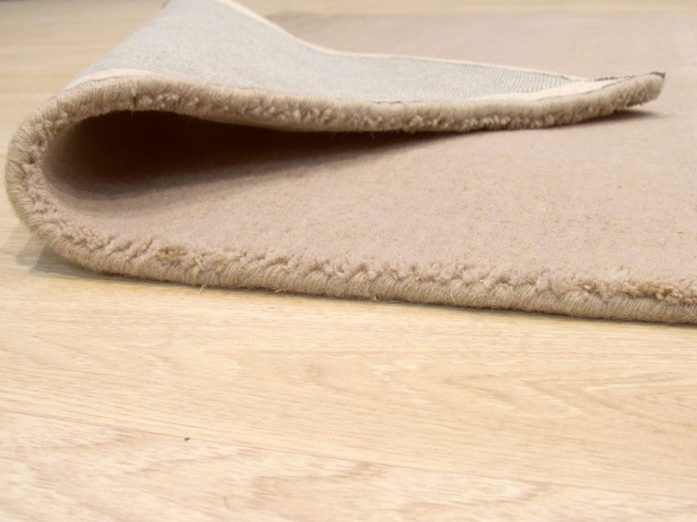 Handmade Wool Beige Transitional Stripe Horizon Rug, 5'x8'