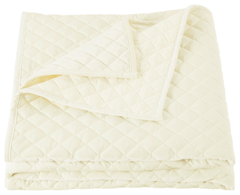Velvet Diamond Quilt, King, Cream, 1 Piece
