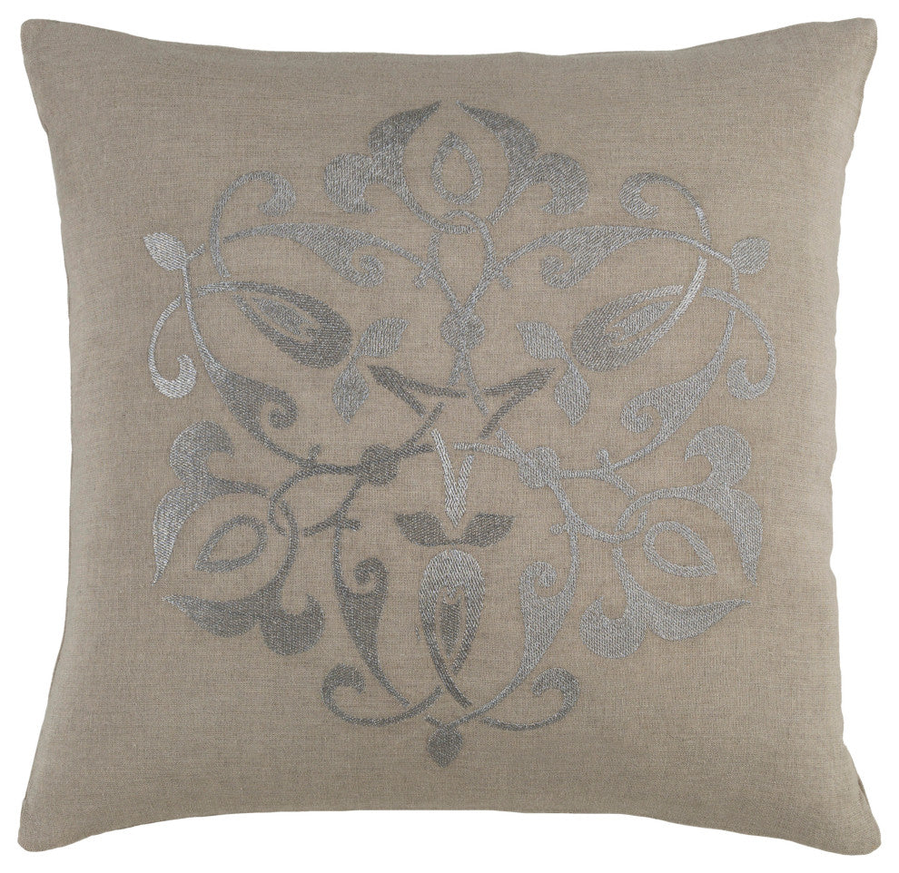 Surya Ravati RV-001 20"x20" Pillow Kit, Metallic/Silver/Gray