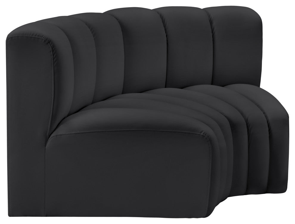 Arc Vegan Leather Upholstered 2-Pc. Inward Curved Modular Sectional, Black