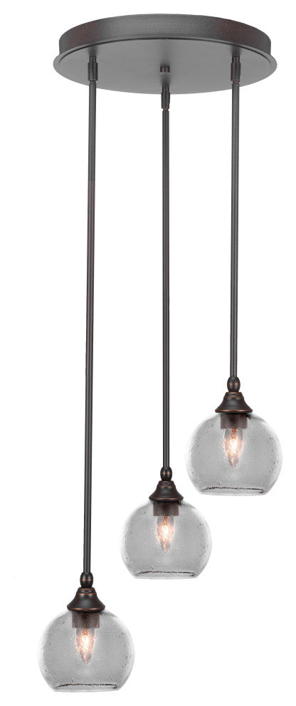 Empire 3-Light Cluster Pendalier, Dark Granite/Clear Bubble