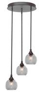 Empire 3-Light Cluster Pendalier, Dark Granite/Clear Bubble