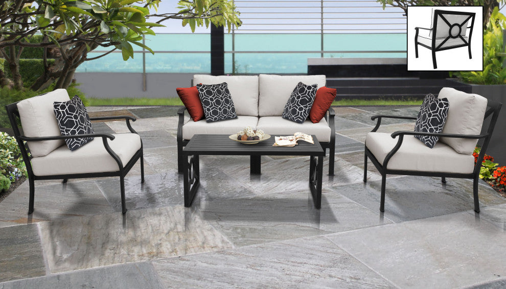 kathy ireland Madison Ave. 5 Piece Aluminum Patio Furniture Set 05c, Almond
