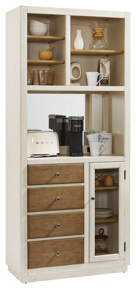 Four Drawer Coffee Bar With Shelves and Power Outlets by Pulaski Furniture