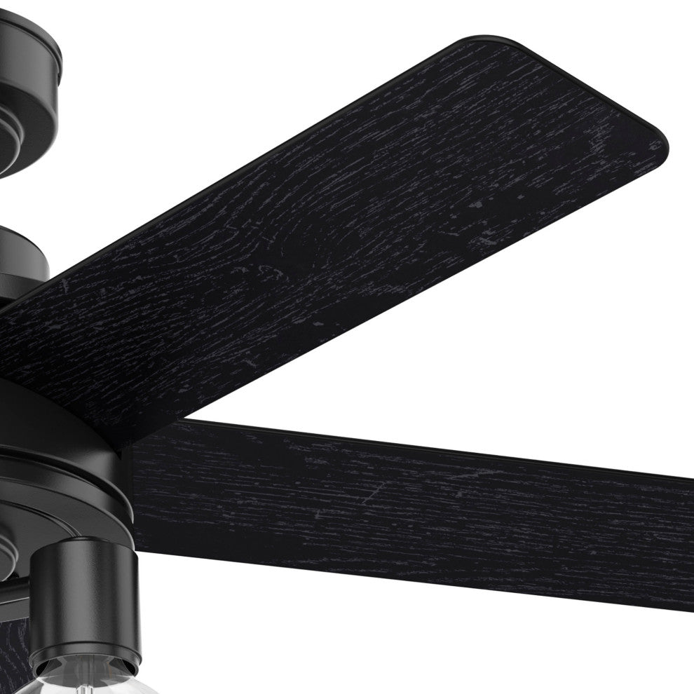Hunter 44" Hardwick Matte Black Ceiling Fan With LED Light Kit and Remote