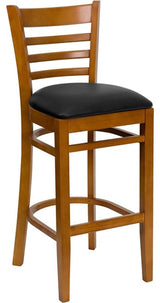 Flash Wood Restaurant Bar Stool, Black, Cherry