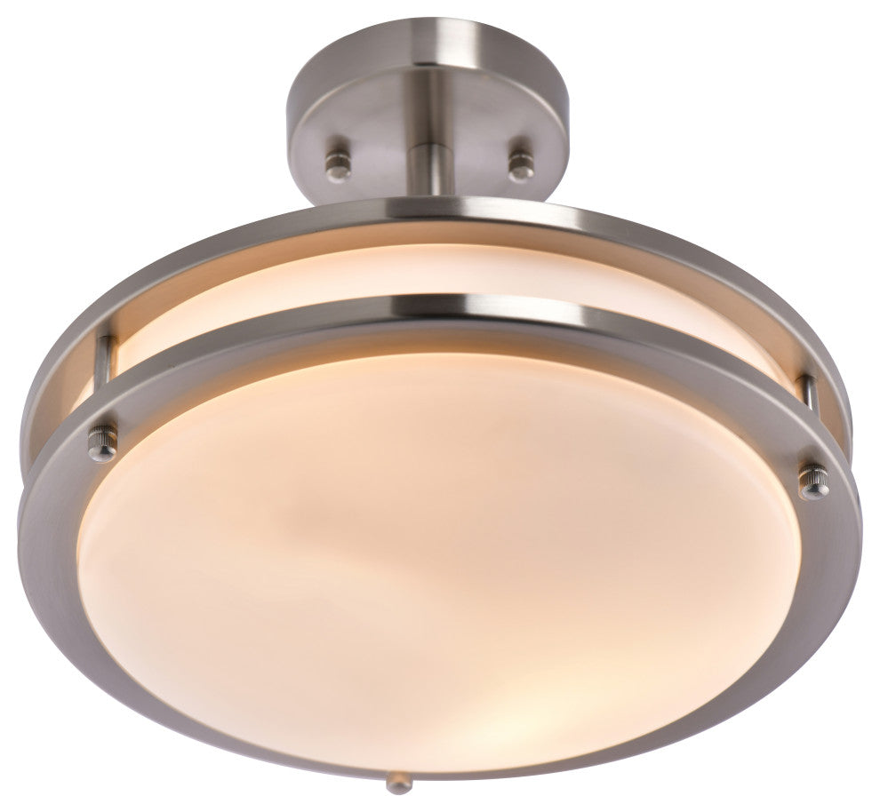 Lazzur Loire 2 Light 12" Satin Nickel Semi-Flush Mount Ceiling Light