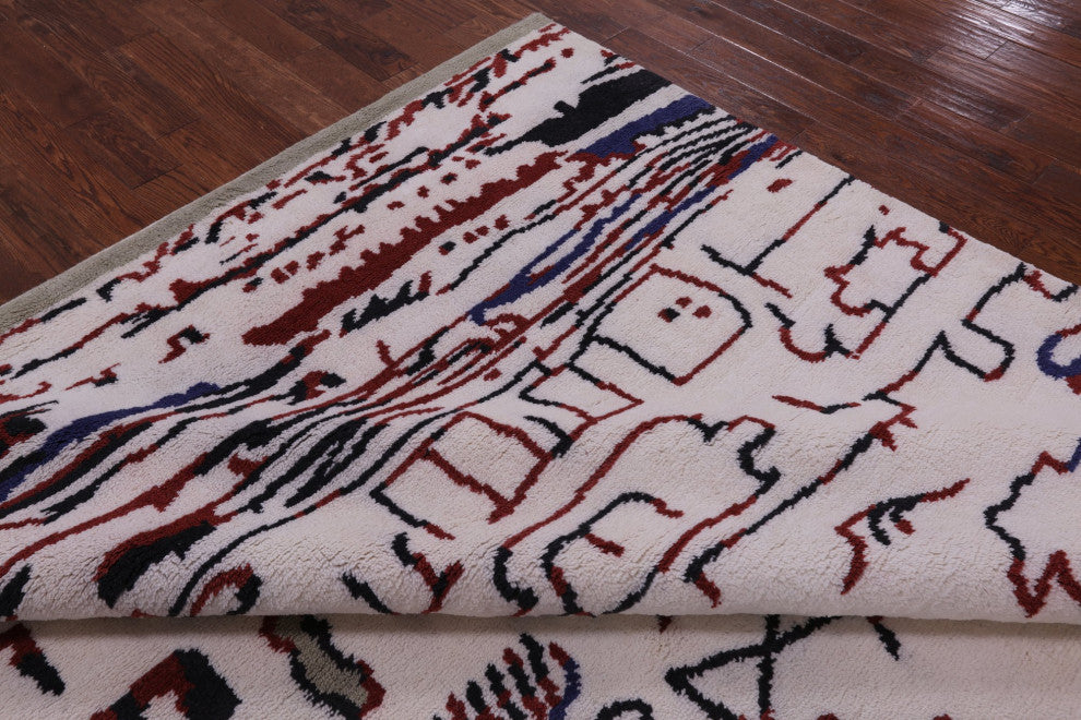Hand Knotted Moroccan Wool Rug 8' 4" X 9' 11" Q9285
