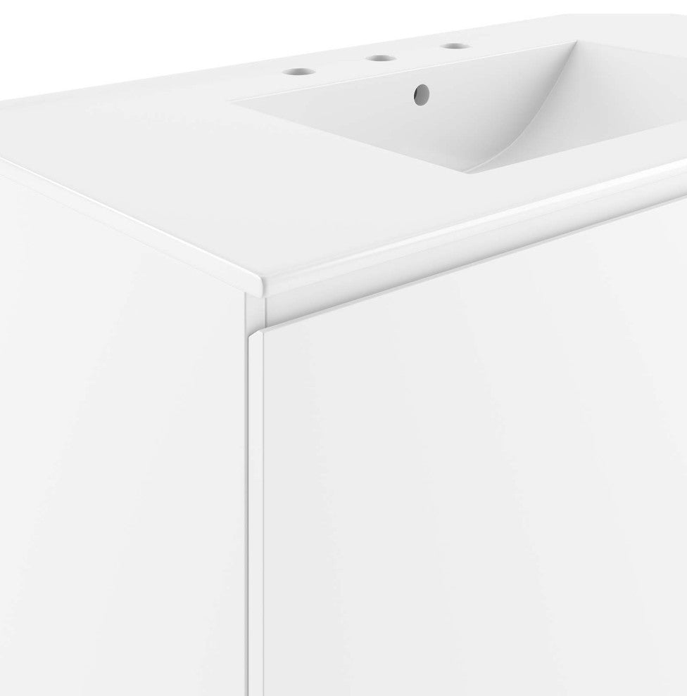 Bryn 36" Wall-Mount Bathroom Vanity, White White