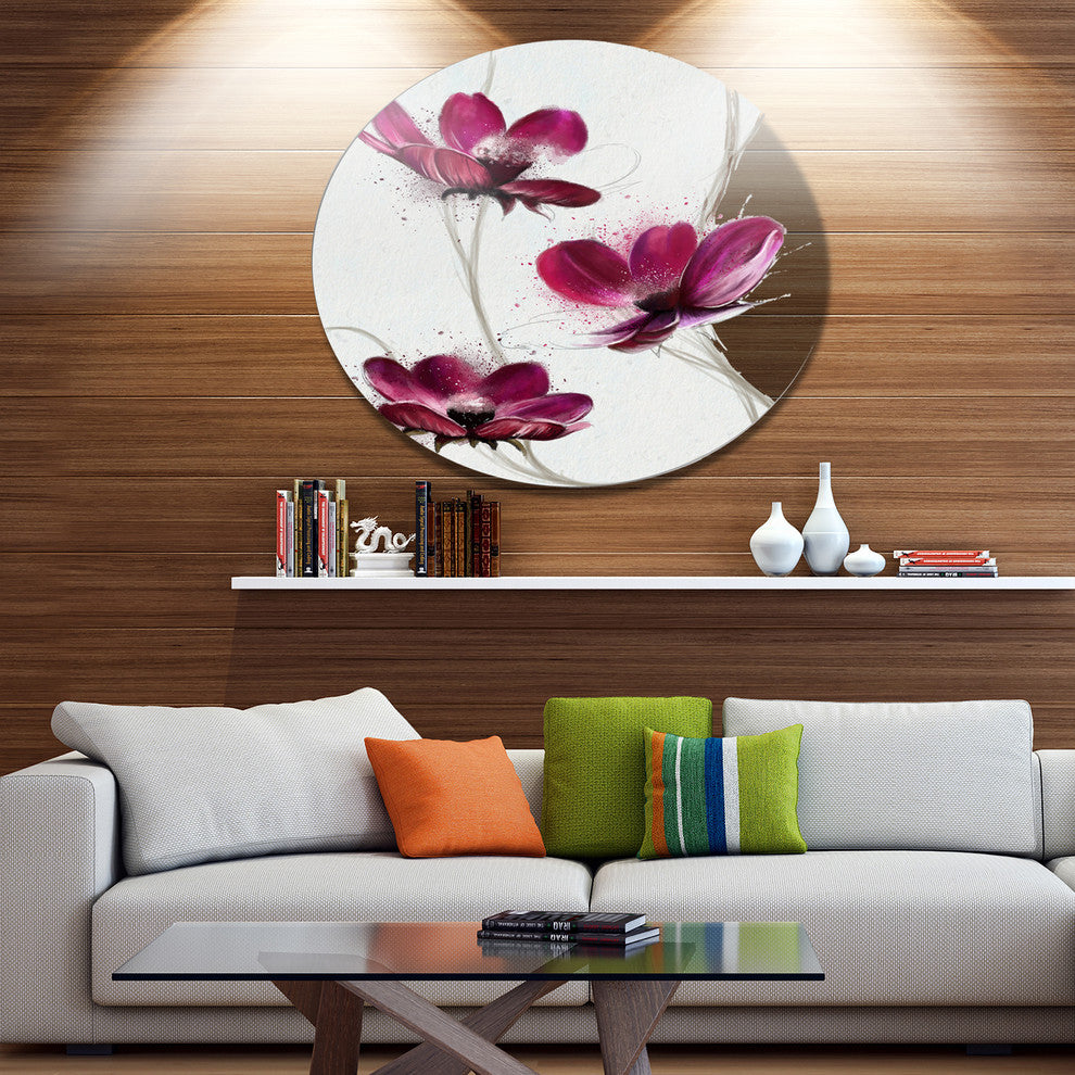 Lovely Red Watercolor Poppies, Flowers Disc Metal Wall Art, 11"