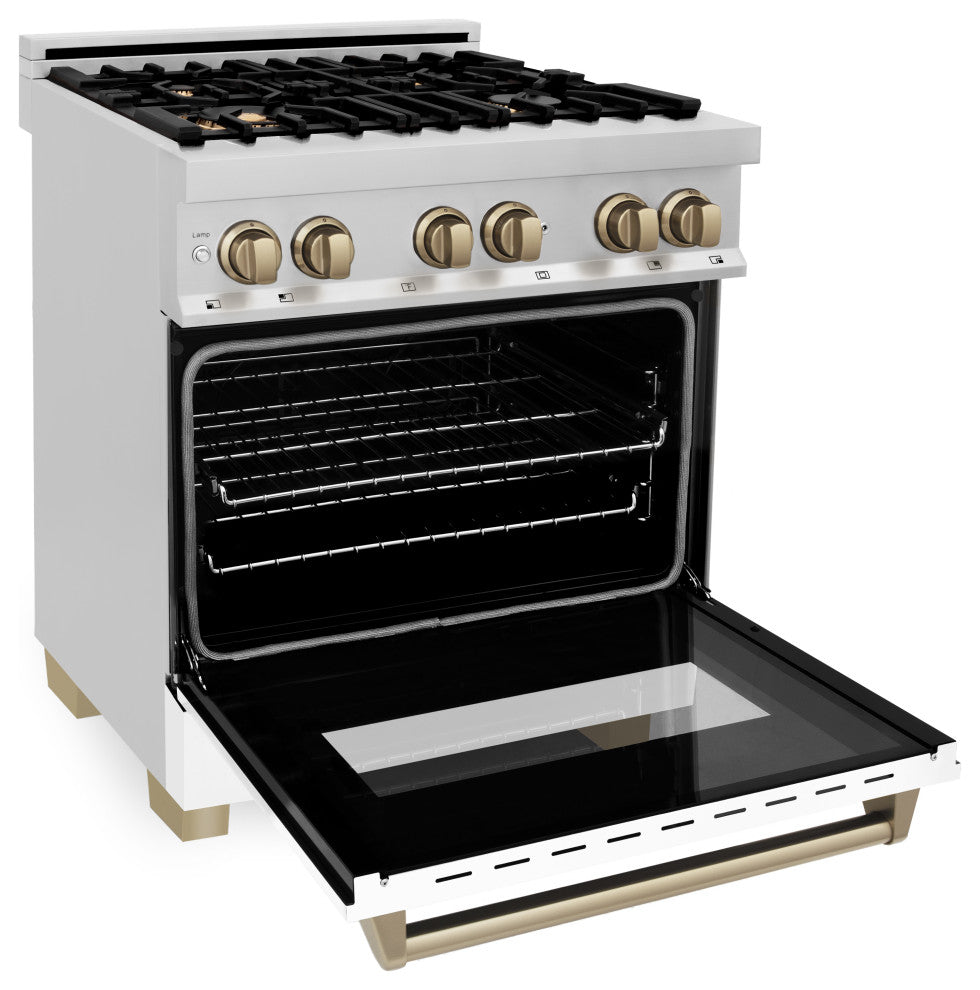 ZLINE 30" Dual Fuel Range, Stainless With White Matte Door RAZ-WM-30-CB
