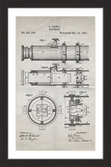 "Telescope 1891 Old Paper" Framed Painting Print