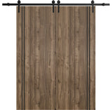 Sturdy Double Barn Door 56 x 84 with | Planum 0016 Walnut with  | 13FT