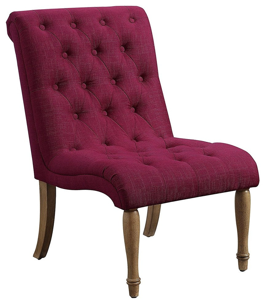 Iris Tufted Upholstered Slipper Chair, Red