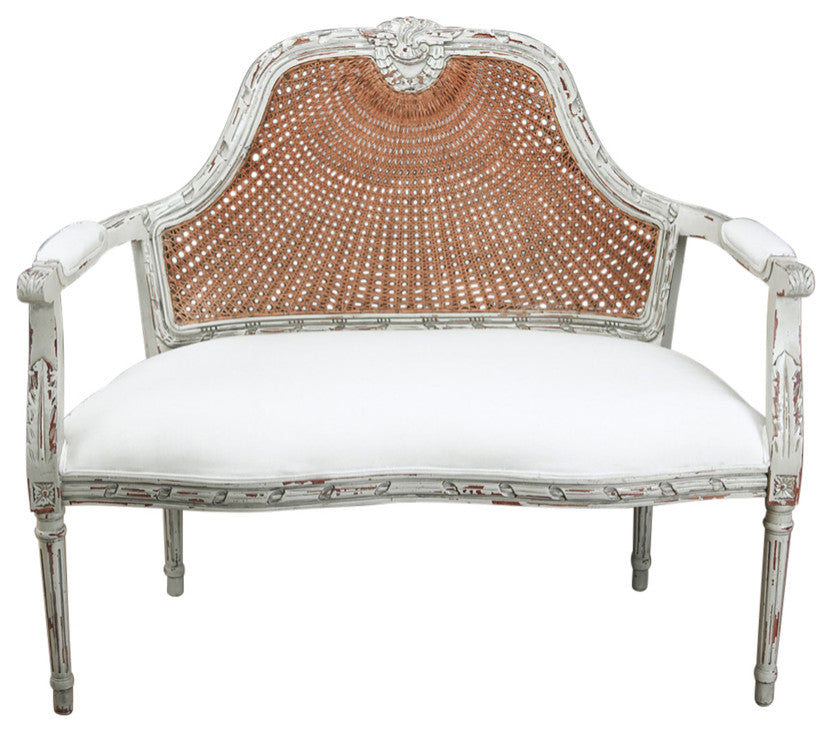 Moyne Linen Square Arm Settee, Parchment