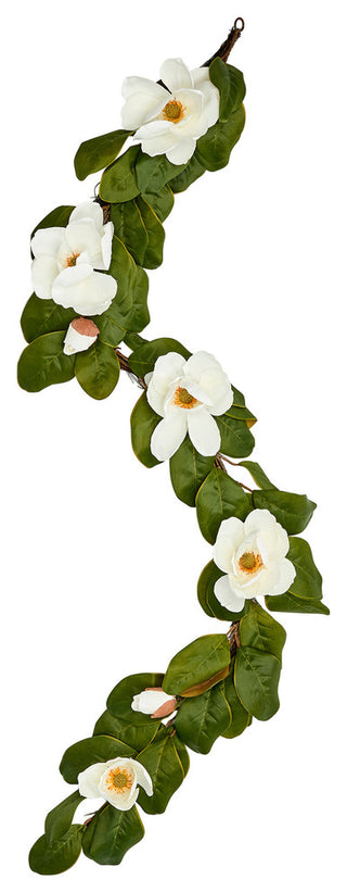 76" Magnolia Garland With 7 Flowers