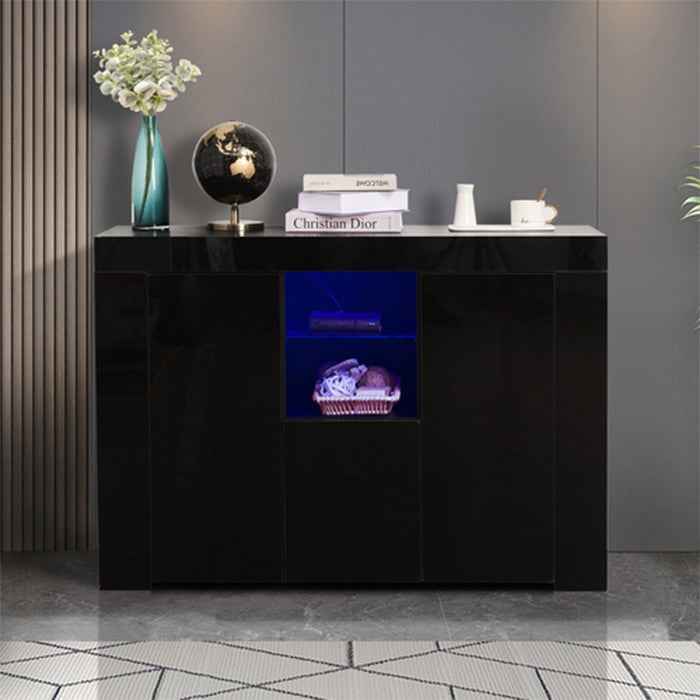Kitchen Sideboard Cupboard Black High Gloss Dining Room Buffet Storage Cabinet