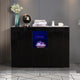 Kitchen Sideboard Cupboard Black High Gloss Dining Room Buffet Storage Cabinet