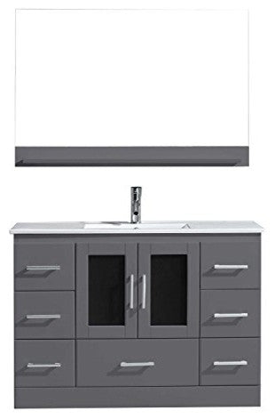 Zola 48" Vanity, Base: Gray, Faucet: Brushed Nickel, With Mirror