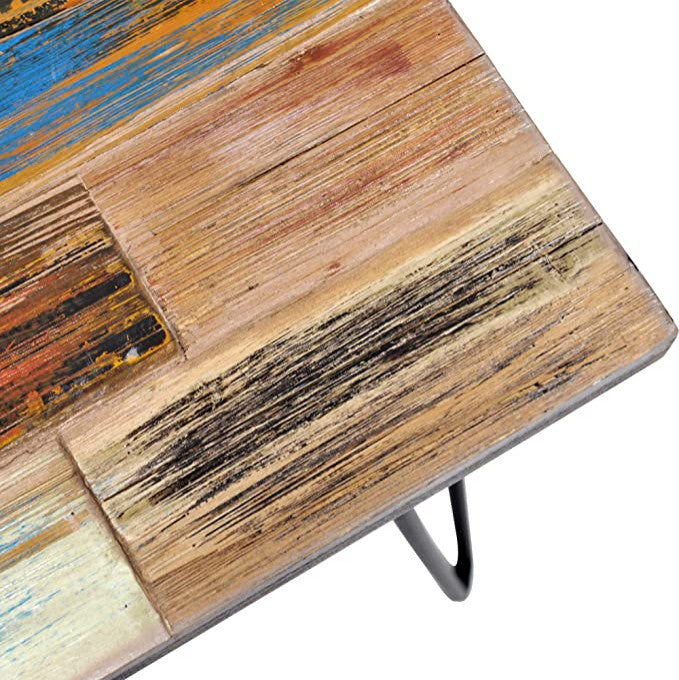 Reclaimed Wood End Table, Red, 16" X 16" X 20"