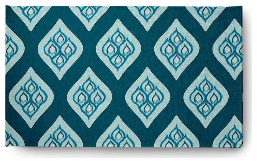 Ogee Bold Pattern Soft Chenille Area Rug, Teal, 3'x5'