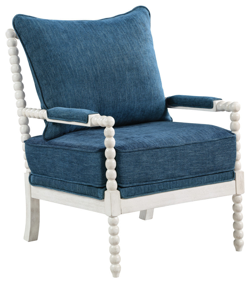 Kaylee Spindle Chair, Navy Fabric With White Frame