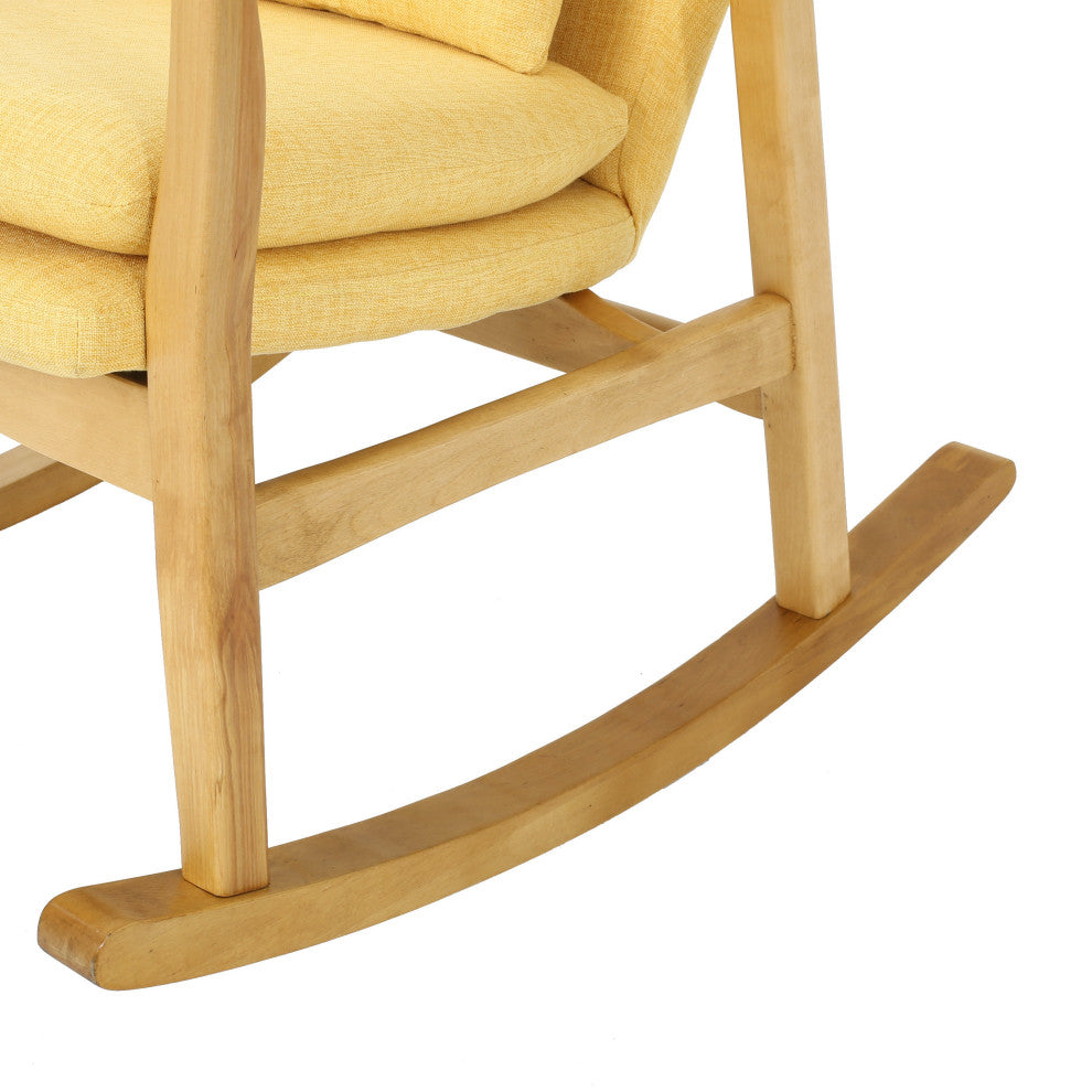 GDF Studio Balen Mid Century Modern Fabric Rocking Chair, Muted Yellow