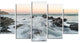 "Waves Hitting Beach At Sunrise Atlantic" Seascape Wall Art, 5 Panels, 60"x32"