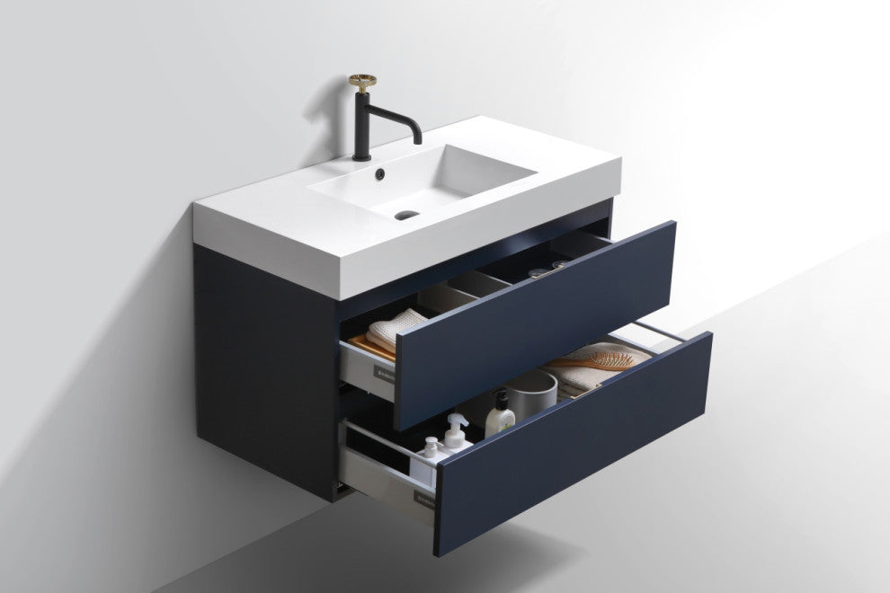 Bliss 40" Blue Wall Mount Modern Bathroom Vanity