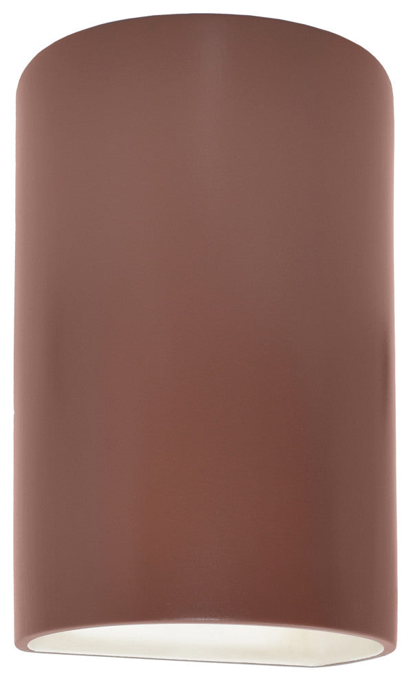 Ambiance LED Outdoor Small Ceramic Cylinder Wall Sconce with Open Top & Bottom, Canyon Clay