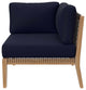 Clearwater Outdoor Patio Teak Wood Corner Chair, Gray Navy
