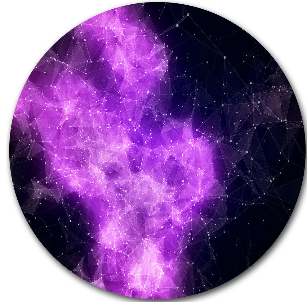 Fractal Violet Nebula, Abstract Art Round Wall Art, 11"