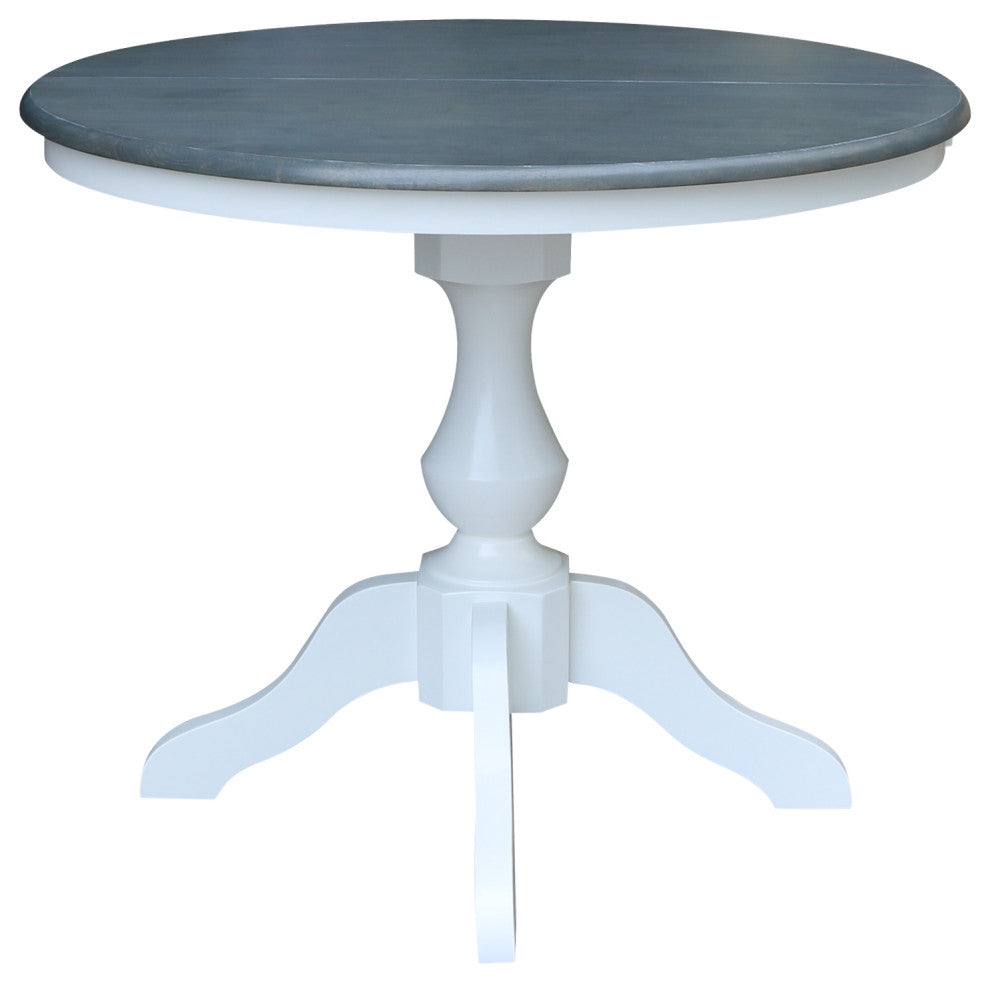 36" Round Top Pedestal Dining Table with 12" Leaf