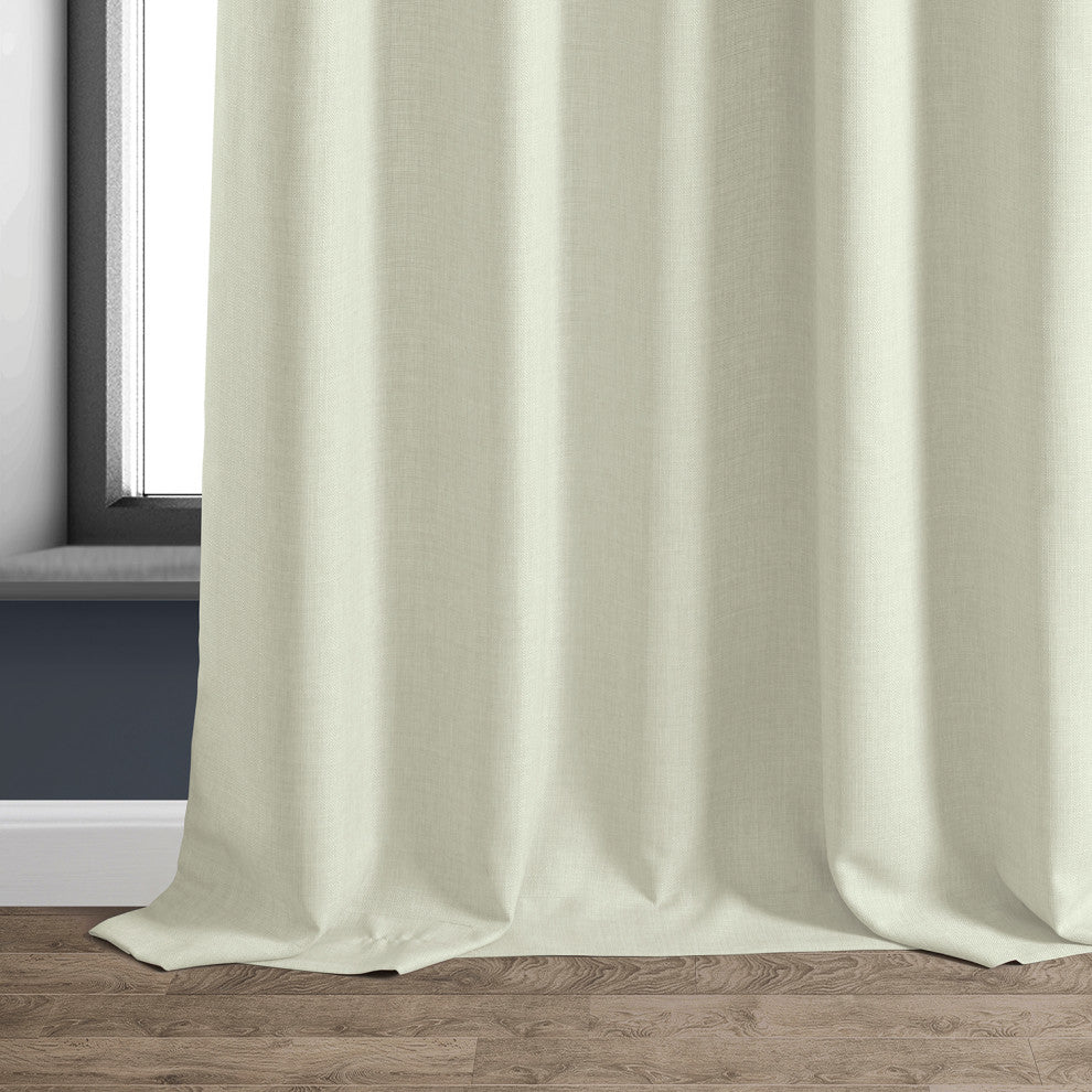 Italian Faux Linen Curtain Single Panel, Gravity Ivory, 50"x84"