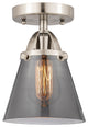 Small Cone Semi-Flush Mount, Brushed Satin Nickel, Plated Smoke, Plated Smoke