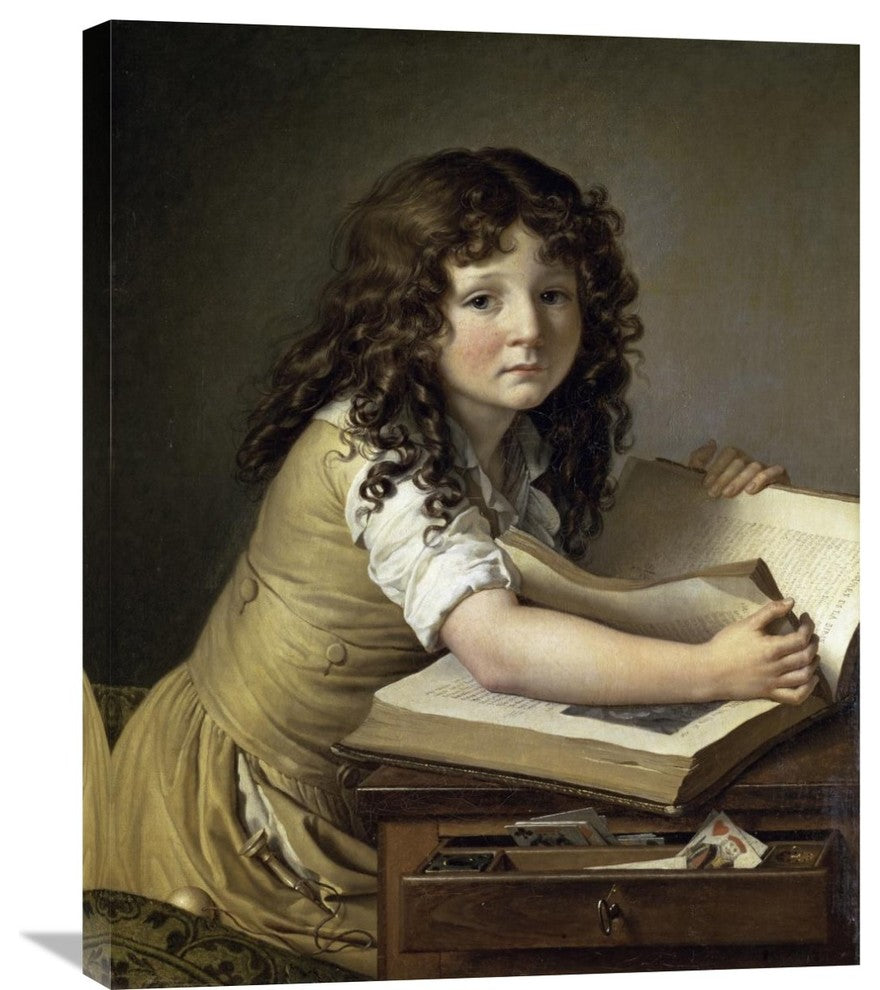 "A Young Child Looking at Figures in a Book" Artwork, 23"x30"