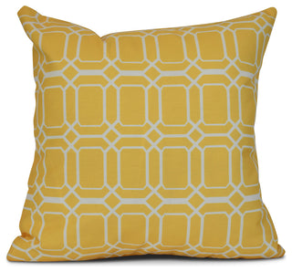 O the Fun, Geometric Print Pillow, Yellow, 18"x18"