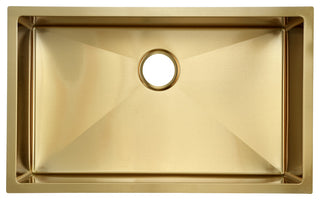 Rivage 30"x18" Stainless Steel, Single Basin, Undermount Kitchen Sink, Gold