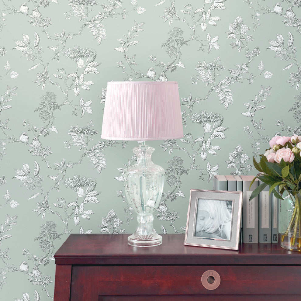 Laura Ashley Elderwood Wallpaper, Duck Egg