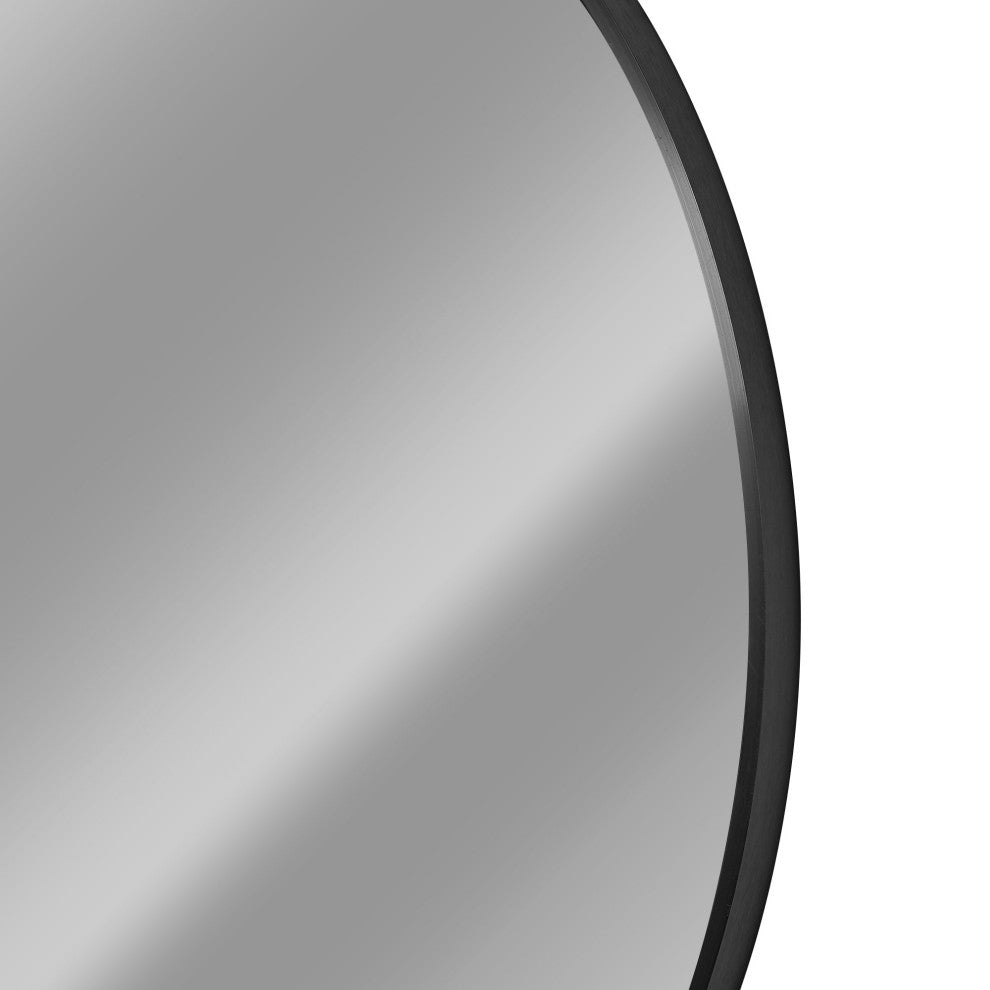 Black Round Thin Metal Framed Decorative Hanging Mirror - 30 x 30