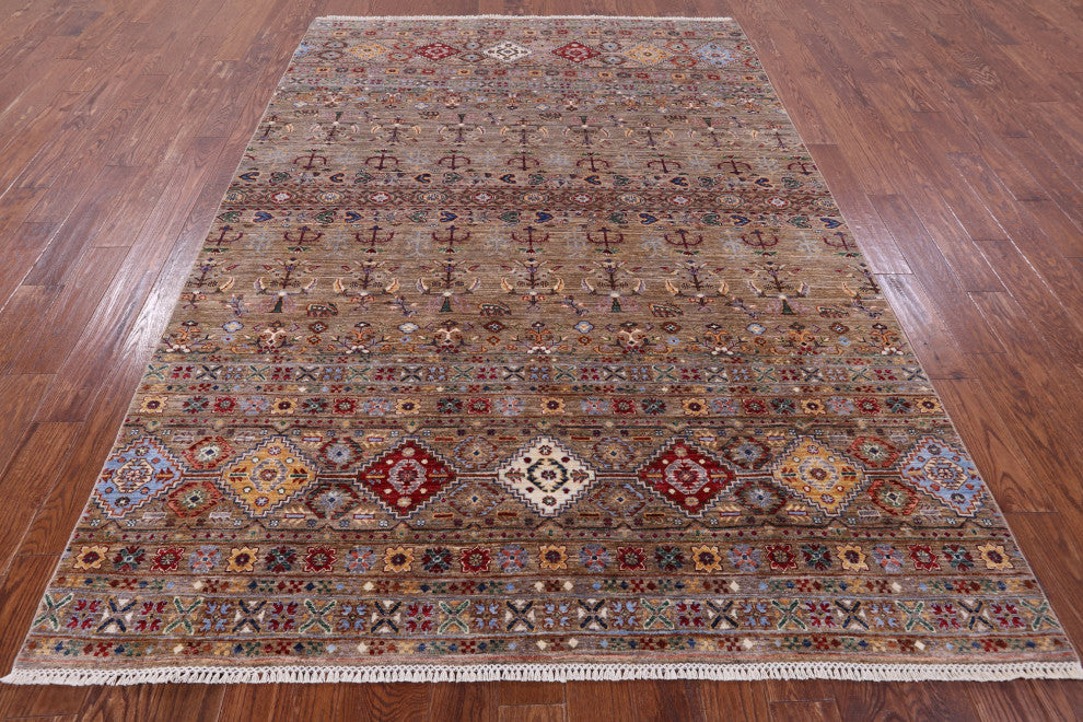 Tribal Persian Gabbeh Handmade Wool Rug 6' 10" X 9' 9" Q10342