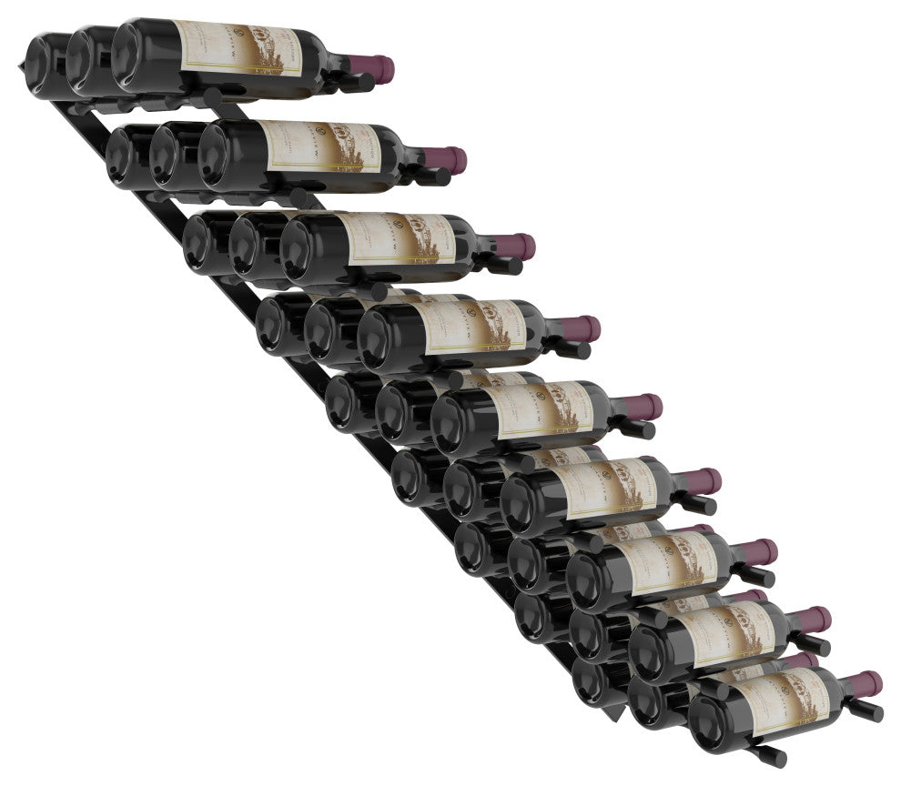 Vino Pins Flex 45 (wall mounted metal wine rack), Matte Black, 27 Bottles