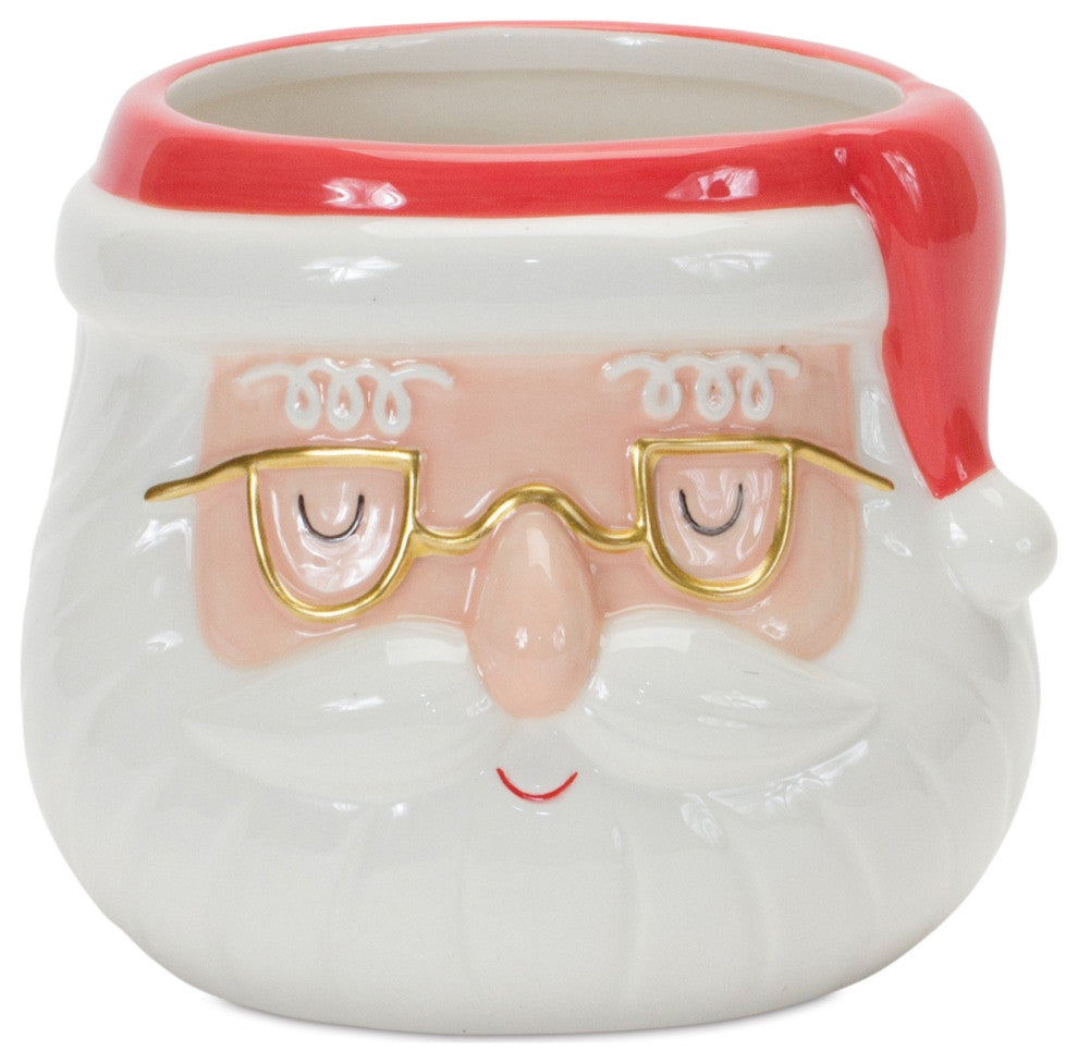 Ceramic Santa Planter, 2-Piece Set