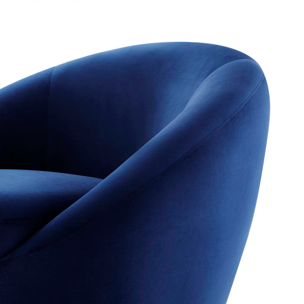Armchair Swivel Accent Chair, Black Blue Navy, Velvet, Modern, Cafe Hospitality