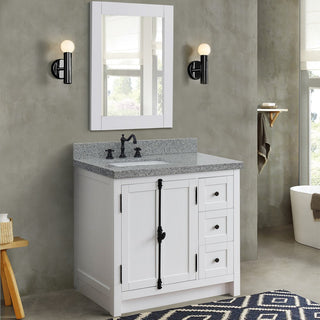 37" Vanity, Glacier Ash With Gray Granite Top, Left Doors/Left Rectangle Sink